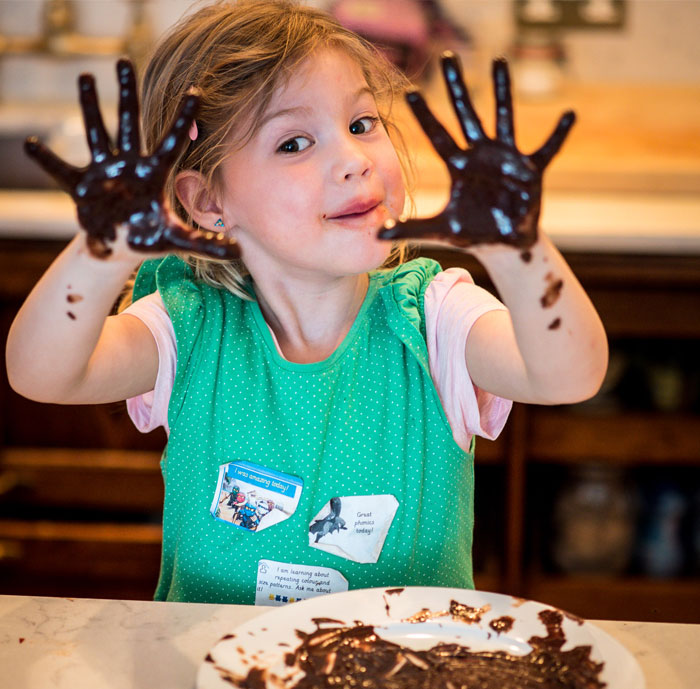 River chocolate hands